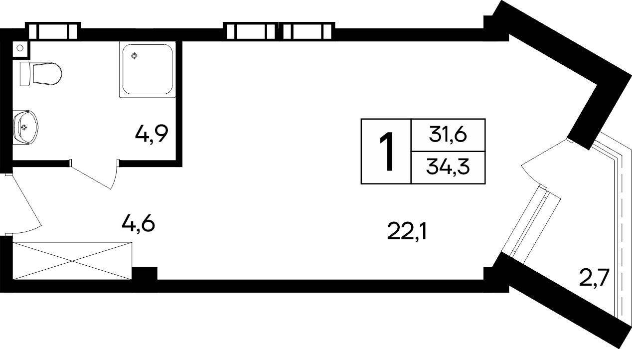 1-к, 34.3 м² · Cosmos Smart Евпатория