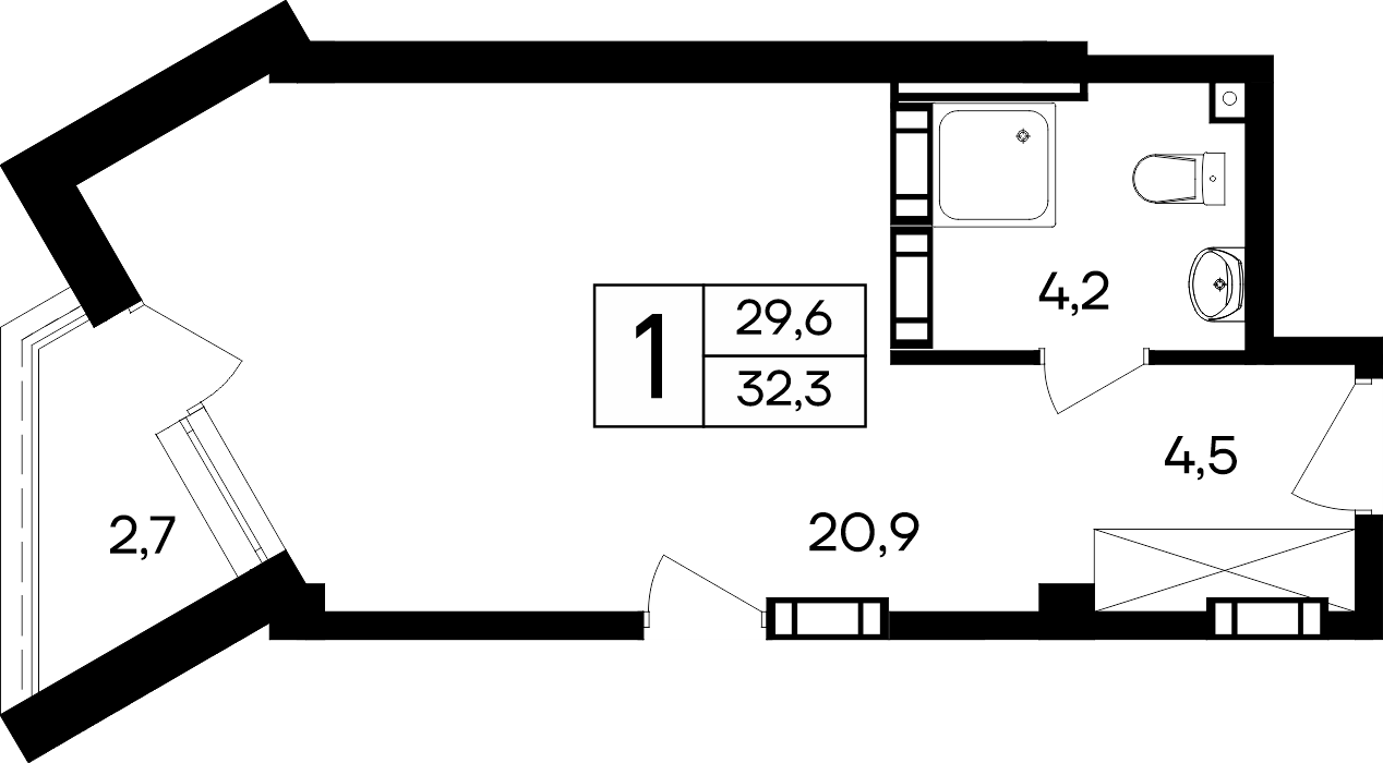 1-к, 32.3 м² · Cosmos Smart Евпатория