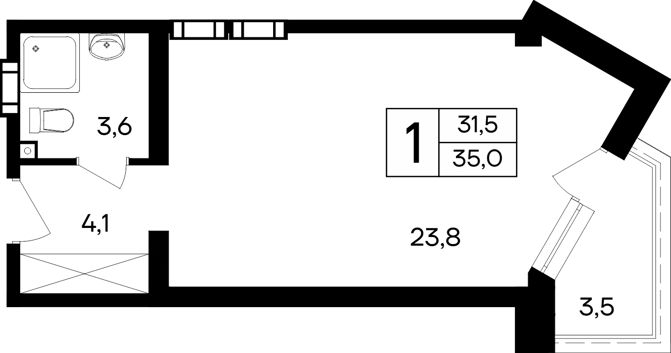1-к, 35 м² · Cosmos Smart Евпатория
