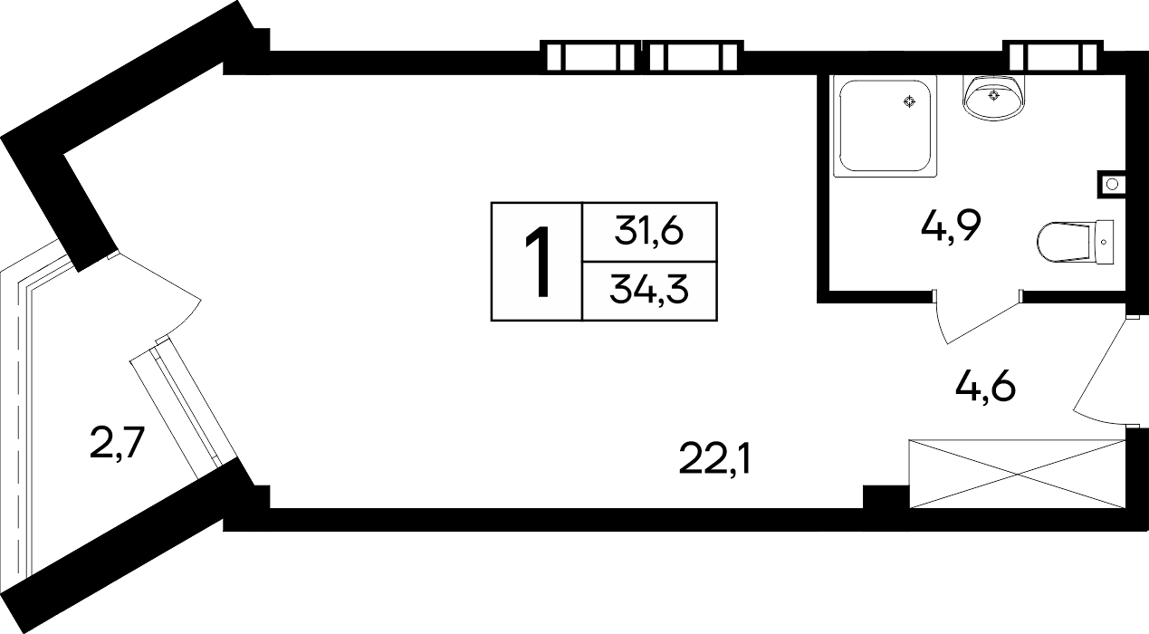 1-к, 34.3 м² · Cosmos Smart Евпатория