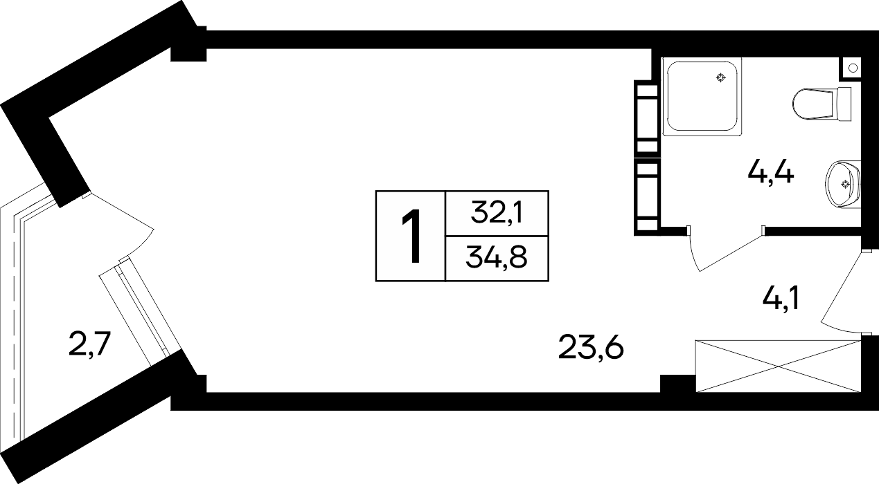 1-к, 34.8 м² · Cosmos Smart Евпатория