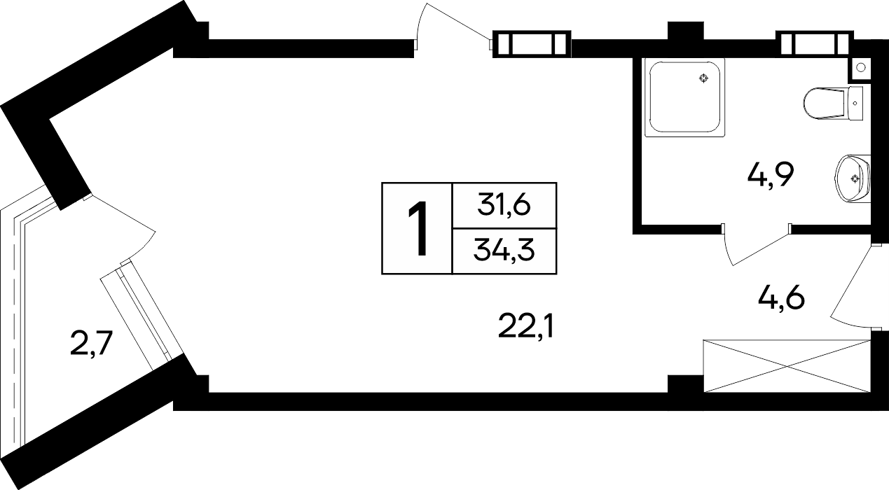 1-к, 34.3 м² · Cosmos Smart Евпатория