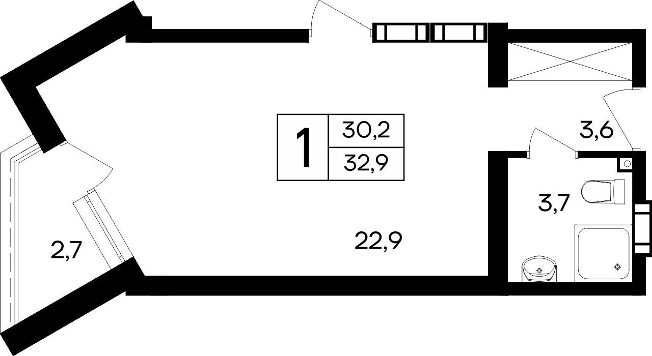 1-к, 32.9 м² · Cosmos Smart Евпатория