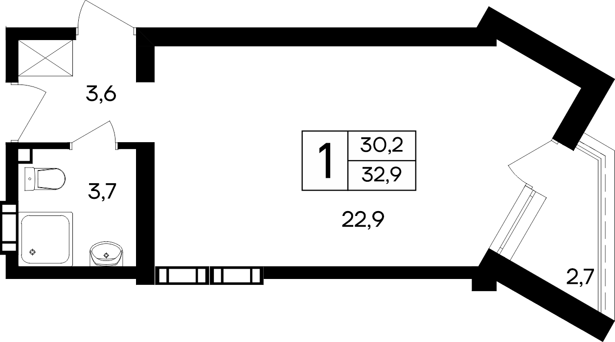 1-к, 32.9 м² · Cosmos Smart Евпатория
