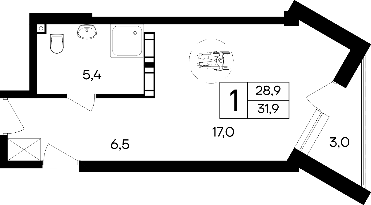 1-к, 31.9 м² · Cosmos Smart Евпатория