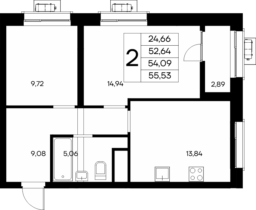 2-к, 55.53 м² · Новый Судак