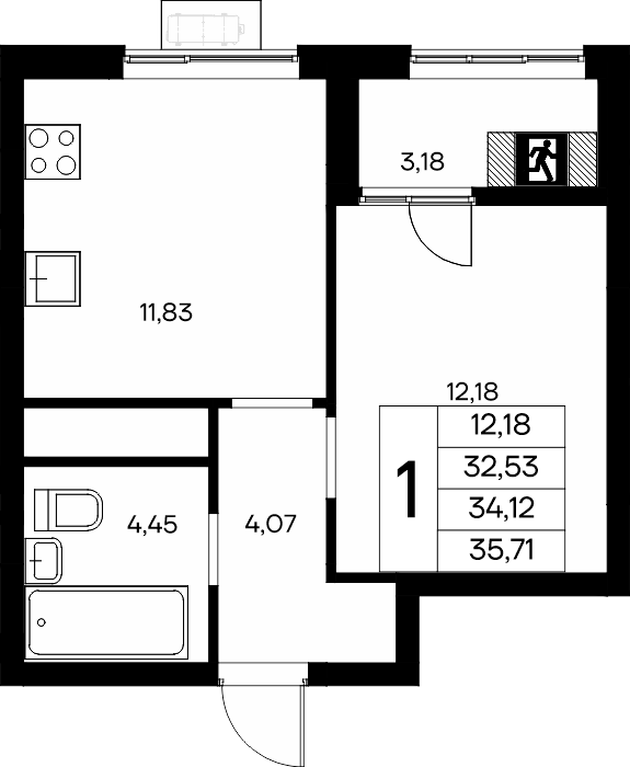 1-к, 35.71 м² · Новый Судак