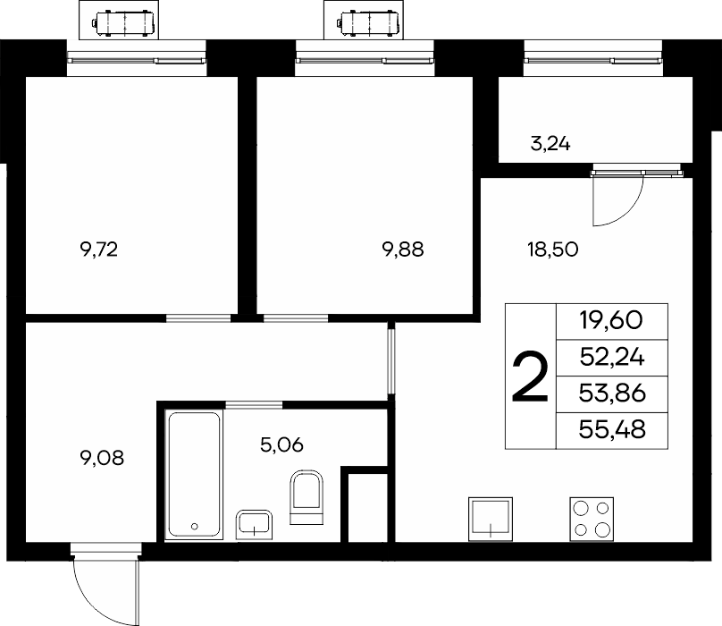 2-к, 55.48 м² · Новый Судак