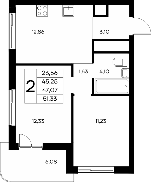 2-к, 51.33 м² · Новый Судак