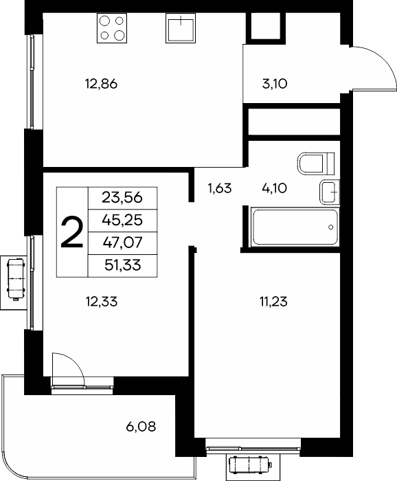 2-к, 51.33 м² · Новый Судак