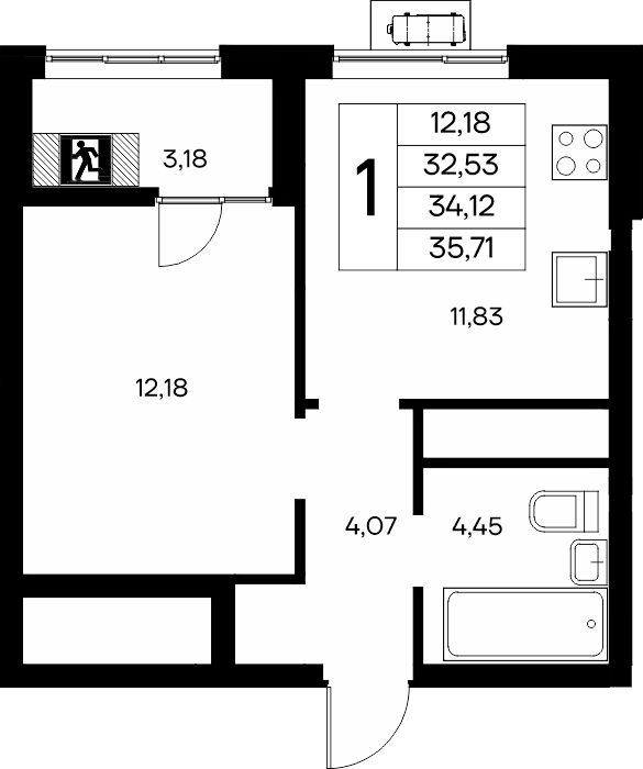 1-к, 35.71 м² · Новый Судак