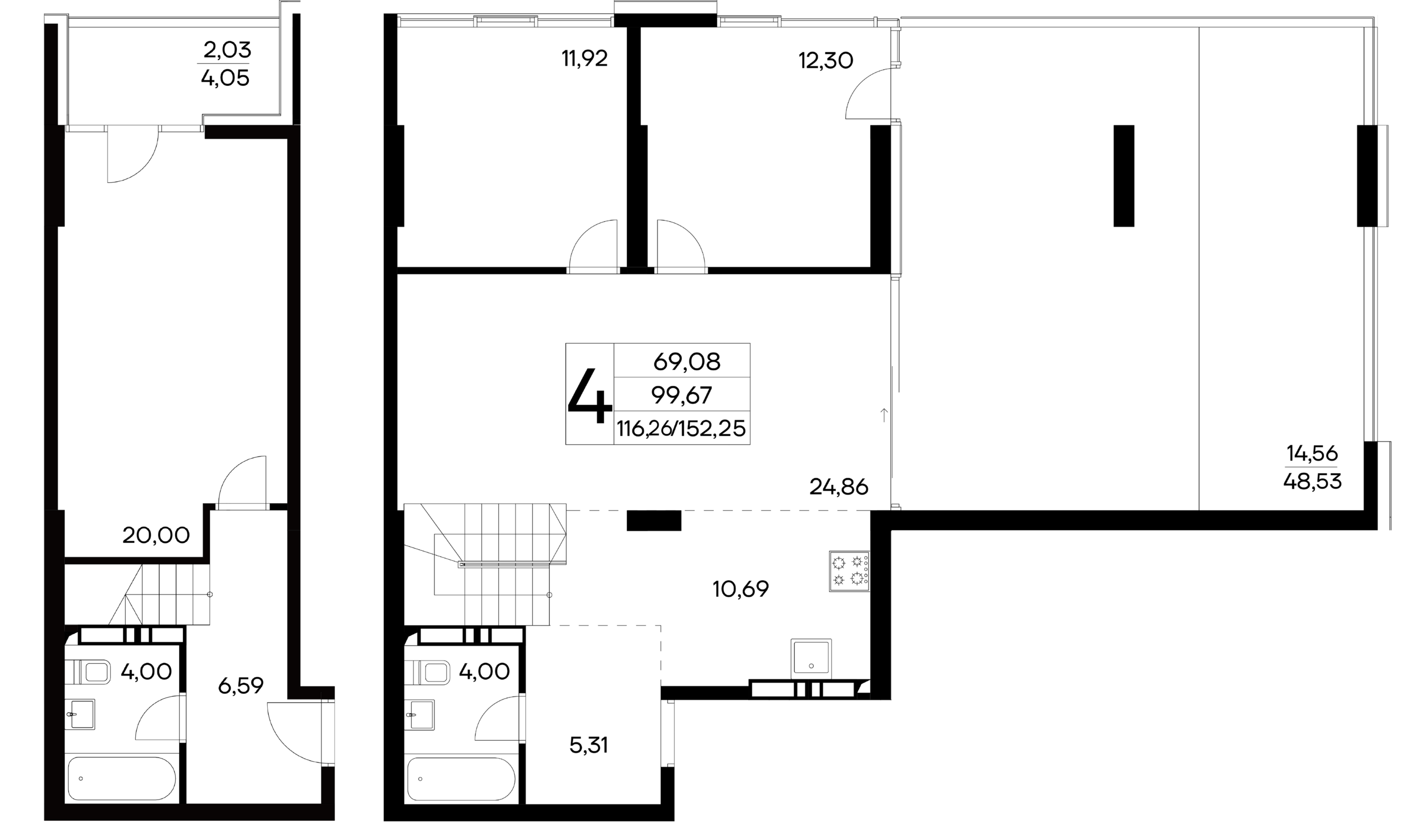 4-к, 152.25 м² · Лучистое