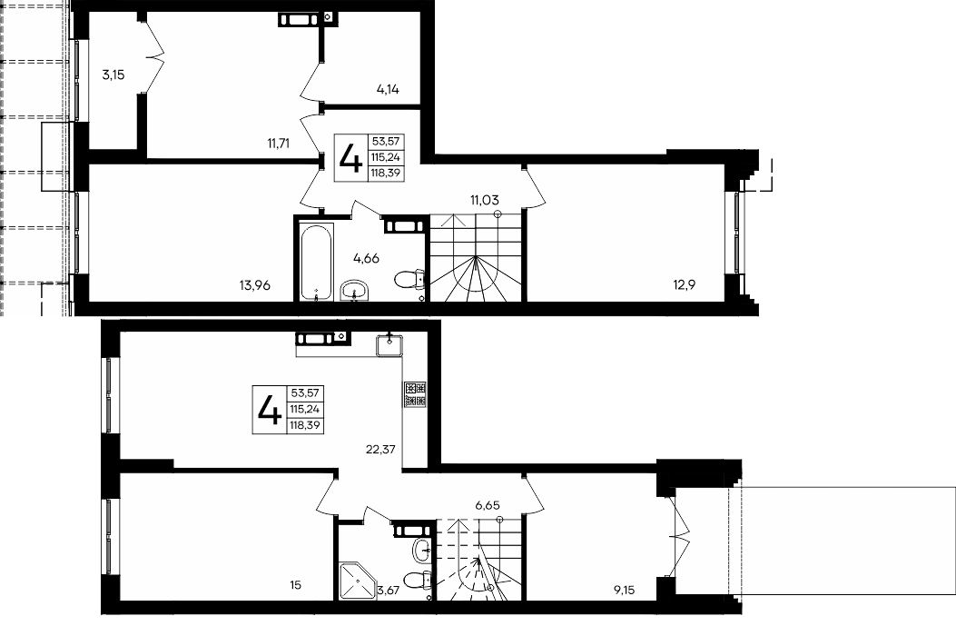 4-к, 118.39 м² · Семисчастье