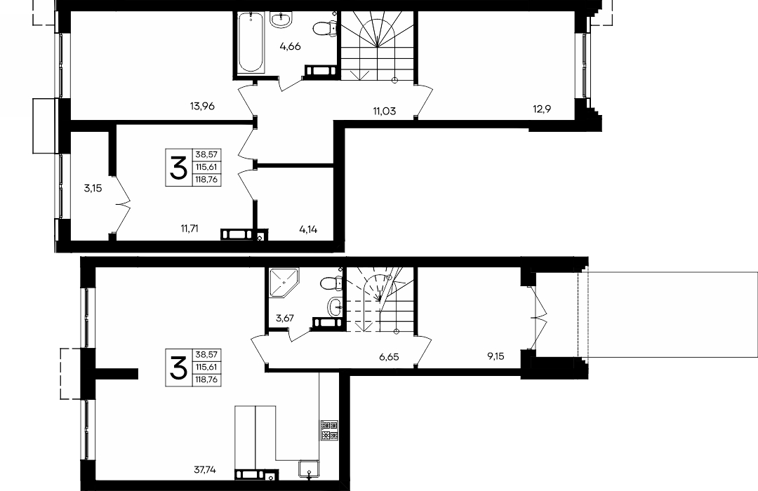 3-к, 118.76 м² · Семисчастье