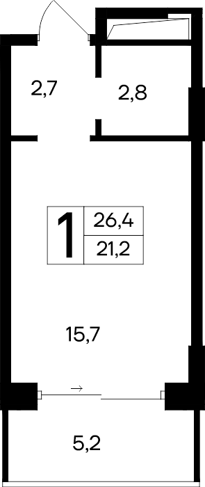 1-к, 26.4 м² · Ривьера Евпатории
