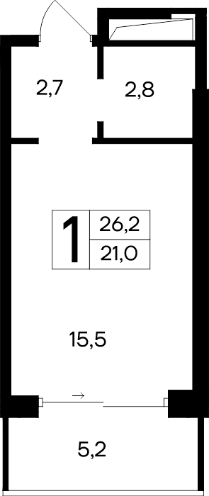 1-к, 26.2 м² · Ривьера Евпатории