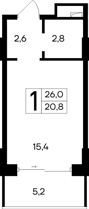 1-к, 26 м² · Ривьера Евпатории