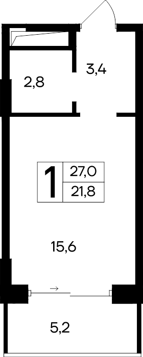 1-к, 27 м² · Ривьера Евпатории