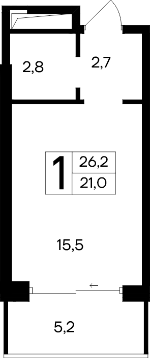 1-к, 26.2 м² · Ривьера Евпатории