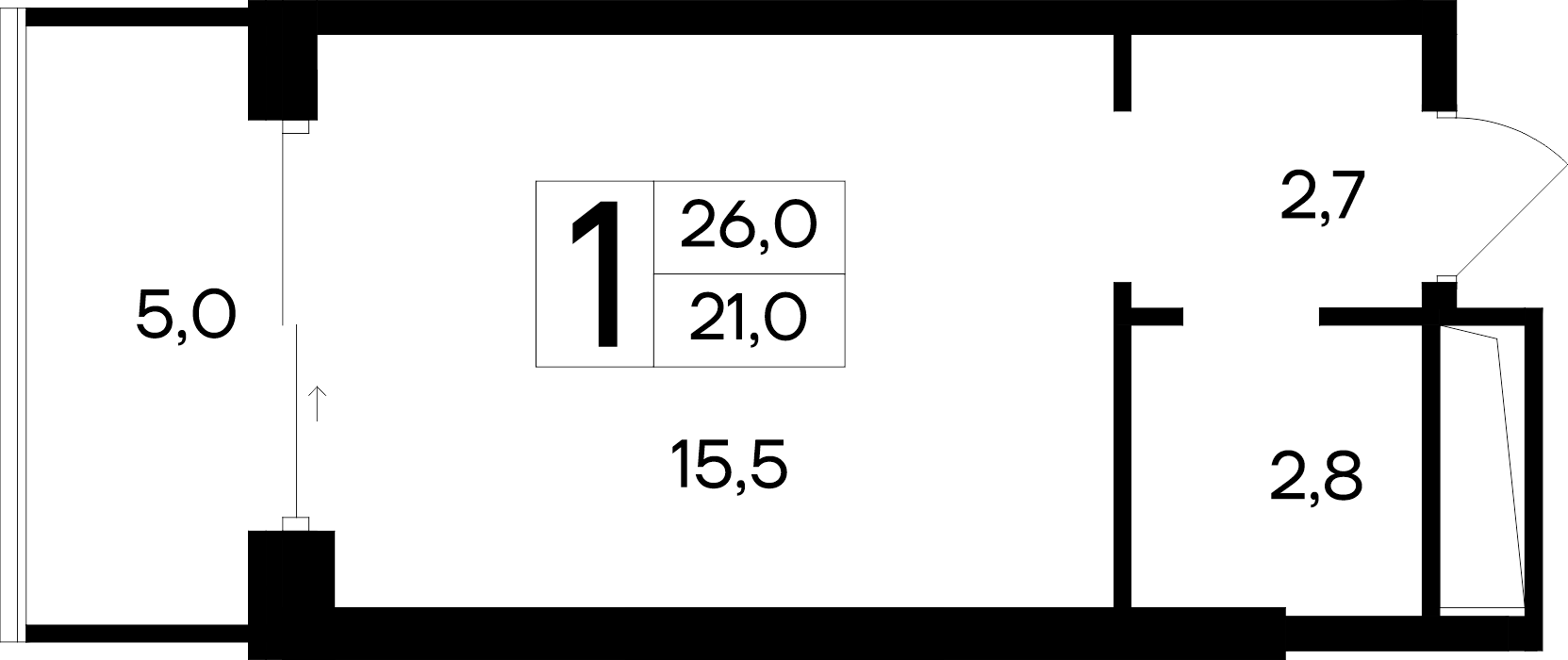 1-к, 26 м² · Ривьера Евпатории