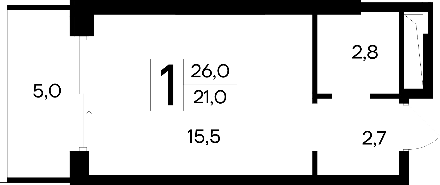 1-к, 26 м² · Ривьера Евпатории