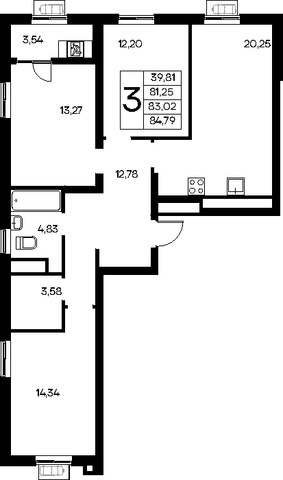3-к, 84.79 м² · Новый Судак