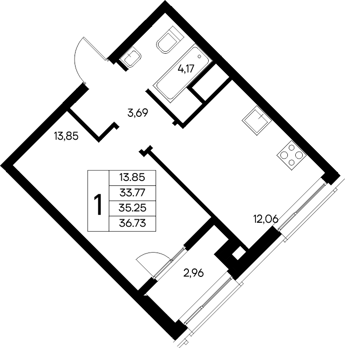 1-к, 36.73 м² · Новый Судак
