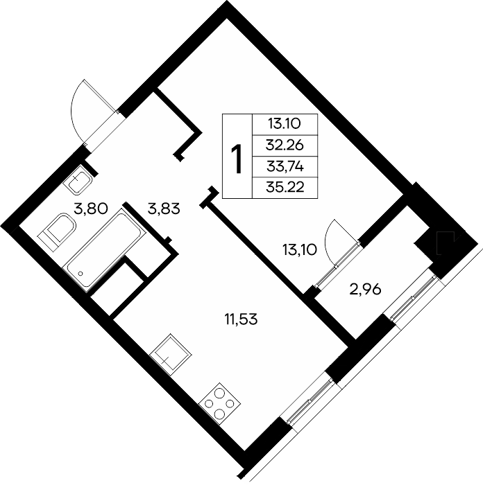 1-к, 35.22 м² · Новый Судак
