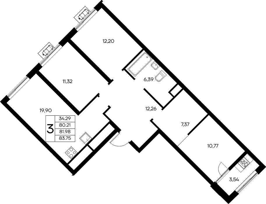 3-к, 83.75 м² · Новый Судак