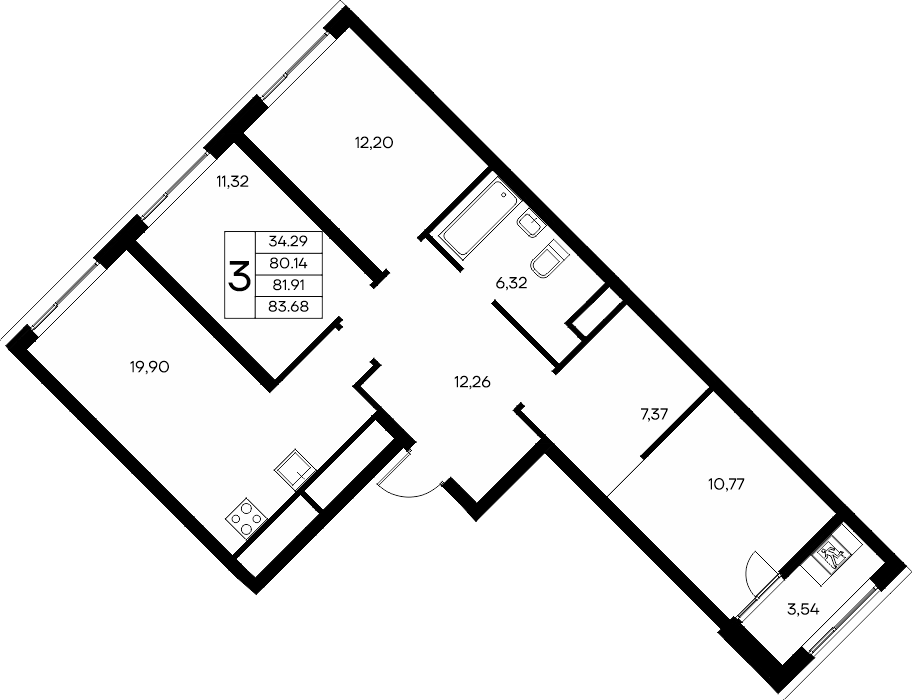 3-к, 83.68 м² · Новый Судак