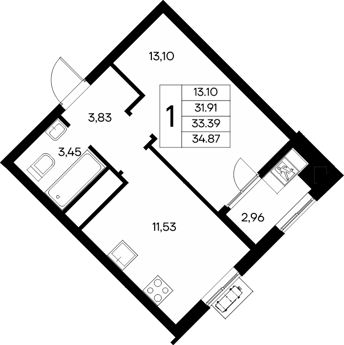 1-к, 34.87 м² · Новый Судак