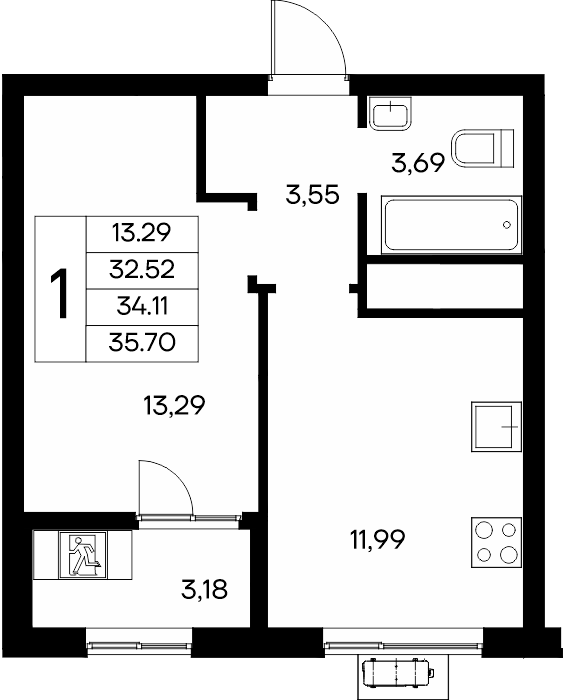 1-к, 35.7 м² · Новый Судак