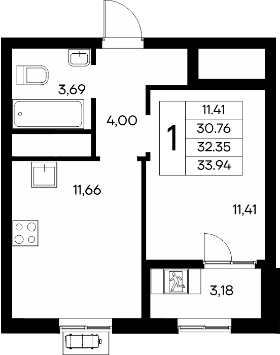 1-к, 33.94 м² · Новый Судак