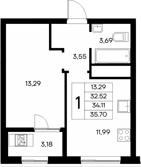 1-к, 35.7 м² · Новый Судак