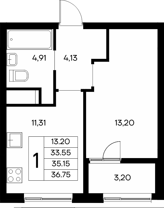 1-к, 36.75 м² · Новый Судак