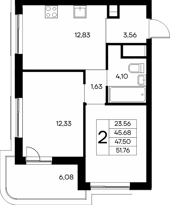 2-к, 51.76 м² · Новый Судак