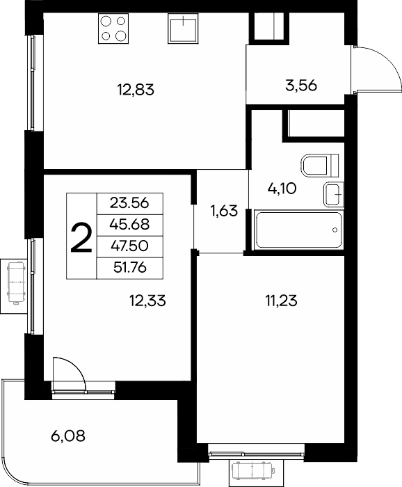2-к, 51.76 м² · Новый Судак