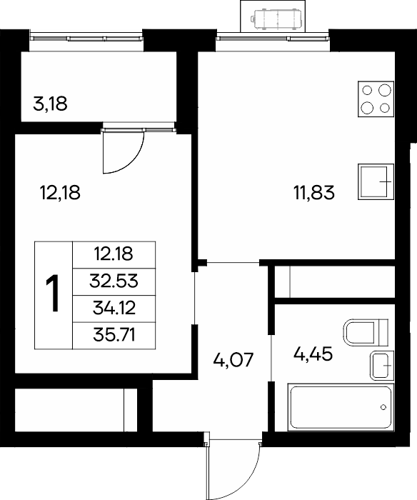 1-к, 35.71 м² · Новый Судак