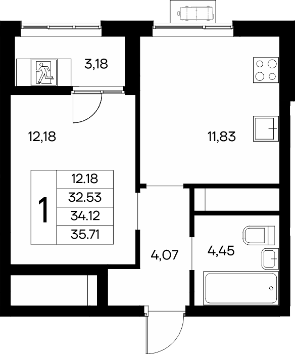 1-к, 35.71 м² · Новый Судак