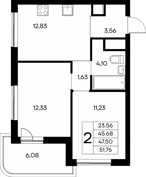2-к, 51.76 м² · Новый Судак