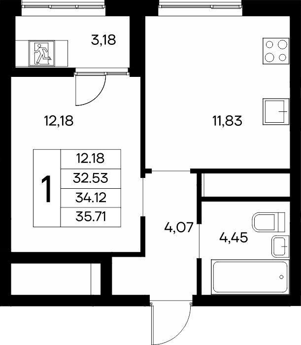 1-к, 35.71 м² · Новый Судак