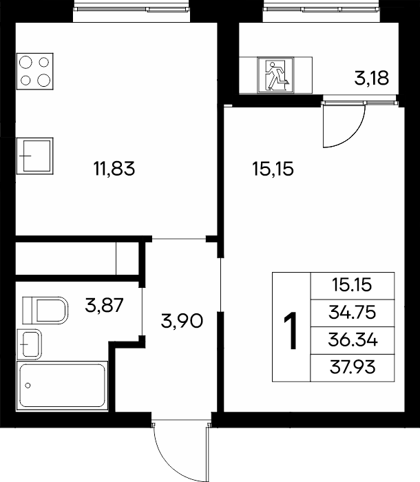 1-к, 37.93 м² · Новый Судак