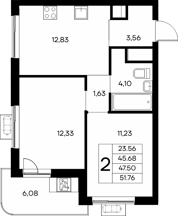 2-к, 51.76 м² · Новый Судак