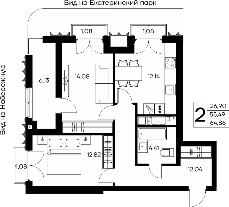 2-к, 64.86 м² · КД Столица