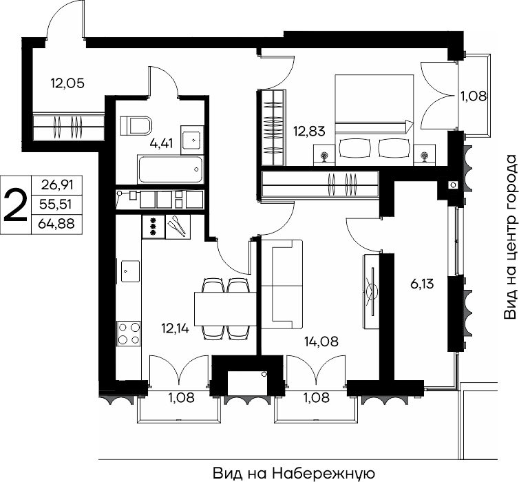 2-к, 64.88 м² · КД Столица
