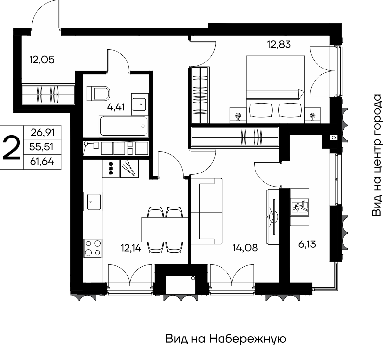 2-к, 61.64 м² · КД Столица