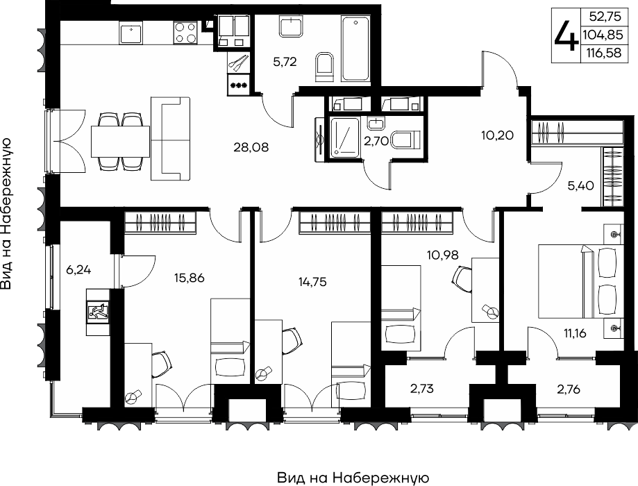 4-к, 116.58 м² · КД Столица